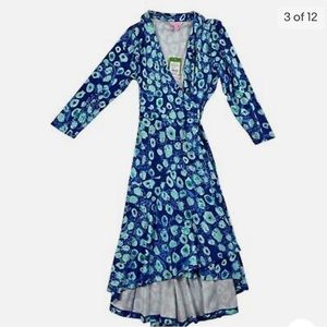 Lilly Pulitzer Rozaline Wrap Dress Multi Color Lil Kitty Print Sz 4